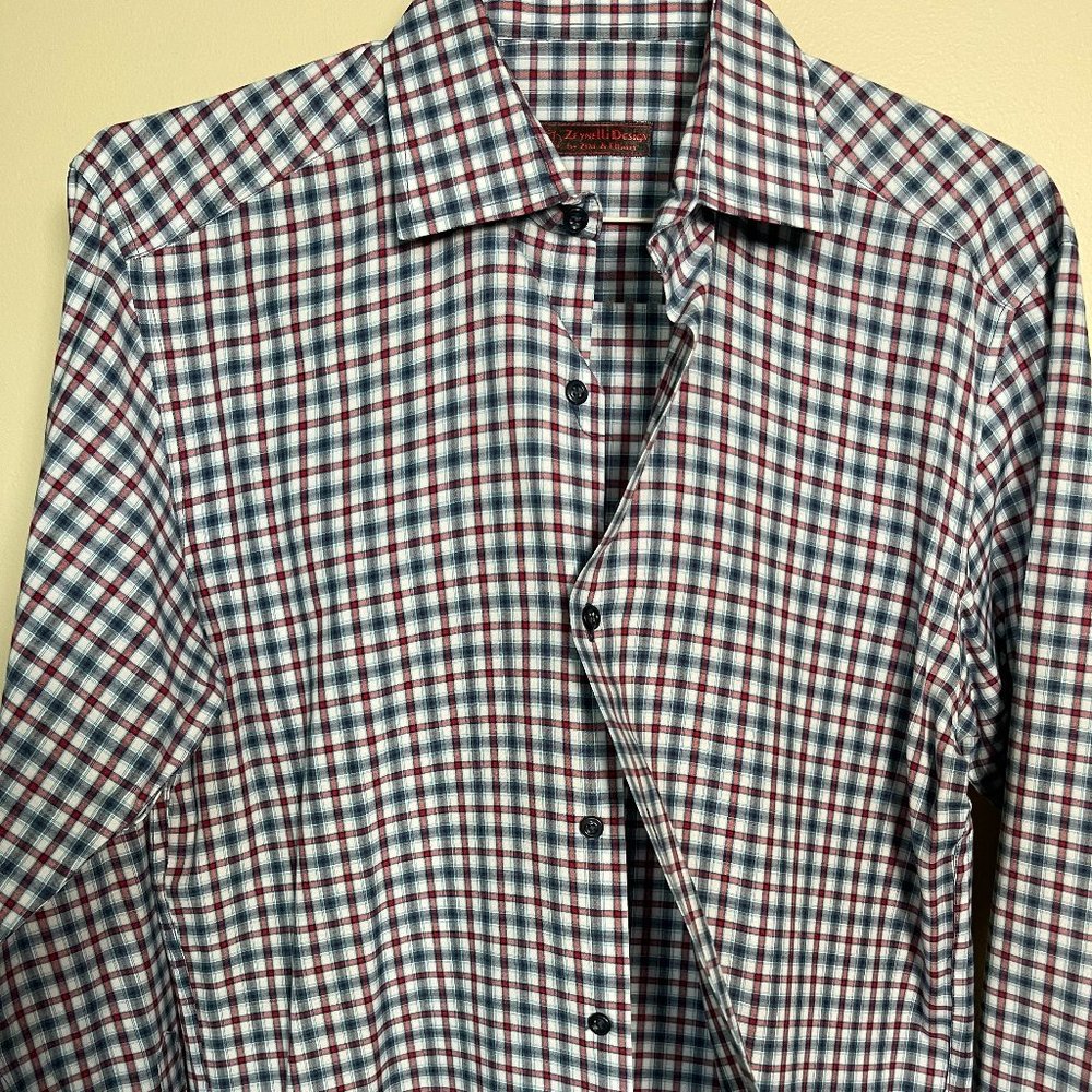 Zeynelli Men's Long Sleeve Button Up | Color: Checkered Red/White/Blue | Size: M